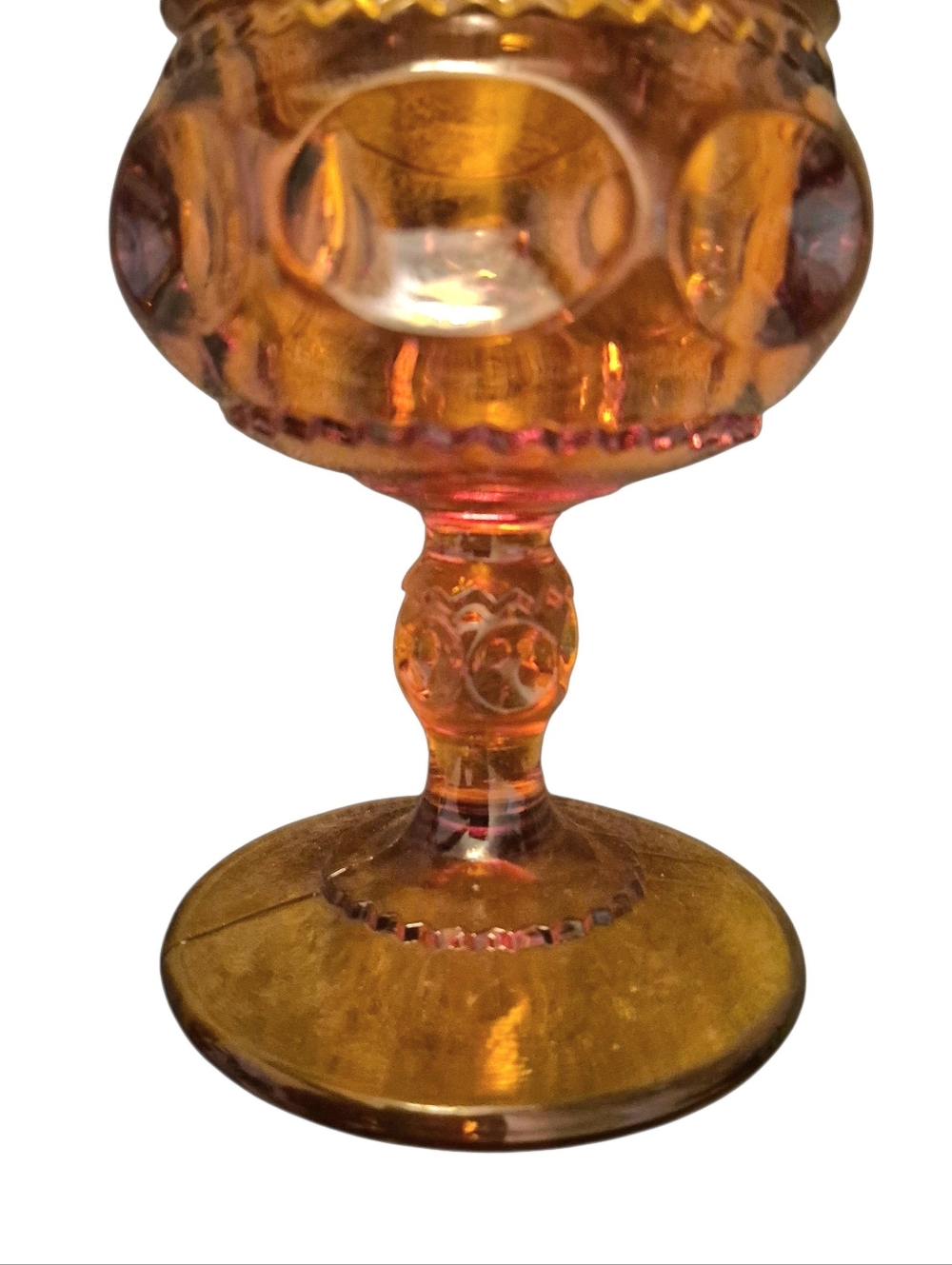 VINTAGE KINGS CROWN Amber Wine Goblet Set of 4 Indiana Glass 5 5/8 In Open Box - Picture 4 of 9